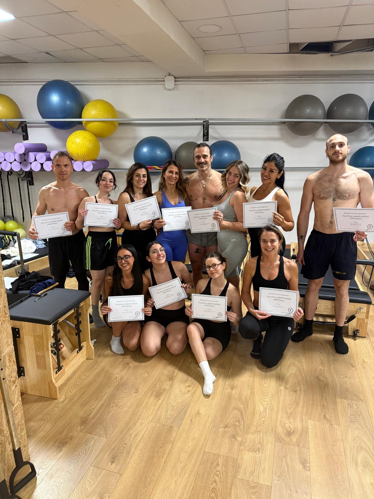 Diplomati The Pilates Corner durante la consegna degli attestati