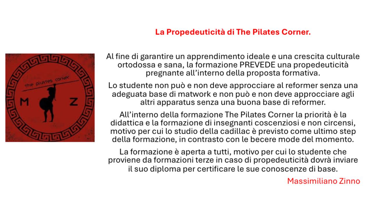 Schema della propedeuticità di The Pilates Corner
